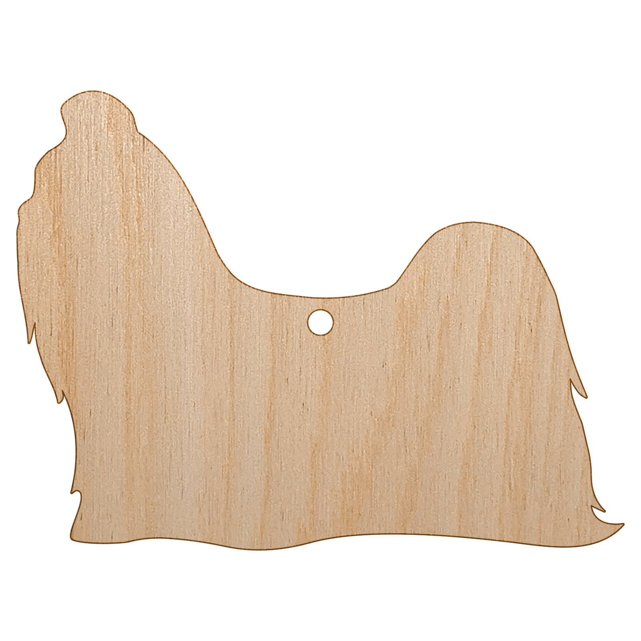 Shih Tzu Dog Solid Unfinished Craft Wood Holiday Christmas Tree DIY Pre-Drilled Ornament